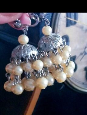 Vintage Cascading Pearls Chandelier Earrings